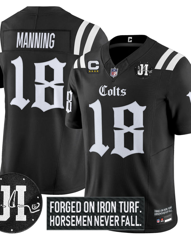 Men's Indianapolis Colts 2025 'Gothic Iron Hoof Edition' Vapor Limited Jersey - Jim Irsay Patch - All Stitched