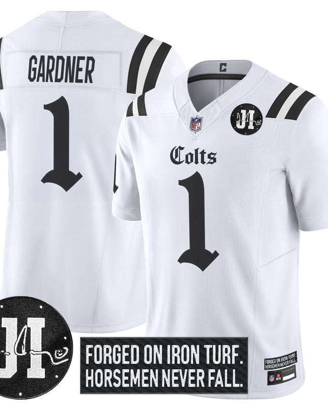 Men's Indianapolis Colts 2025 'Gothic Iron Hoof Edition' Vapor Limited Jersey - Jim Irsay Patch - All Stitched