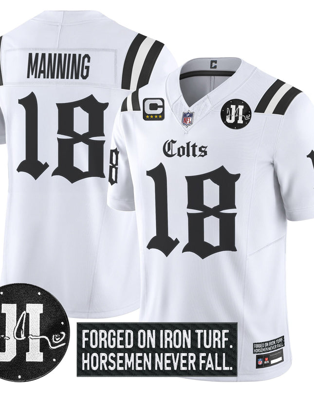 Men's Indianapolis Colts 2025 'Gothic Iron Hoof Edition' Vapor Limited Jersey - Jim Irsay Patch - All Stitched