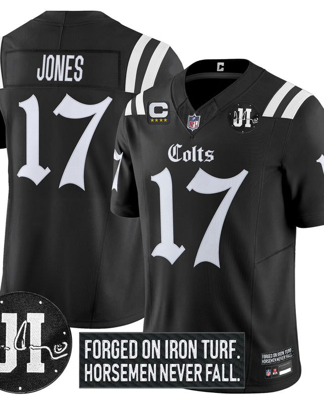 Men's Indianapolis Colts 2025 'Gothic Iron Hoof Edition' Vapor Limited Jersey - Jim Irsay Patch - All Stitched