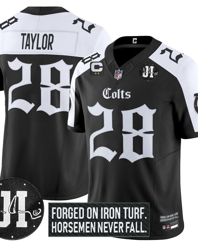 Men's Indianapolis Colts 2025 'Gothic Iron Hoof Edition' Vapor Limited Jersey - Jim Irsay Patch - All Stitched