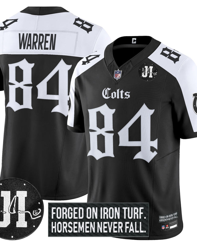 Men's Indianapolis Colts 2025 'Gothic Iron Hoof Edition' Vapor Limited Jersey - Jim Irsay Patch - All Stitched