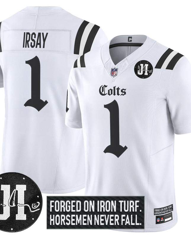 Men's Indianapolis Colts 2025 'Gothic Iron Hoof Edition' Vapor Limited Jersey - Jim Irsay Patch - All Stitched
