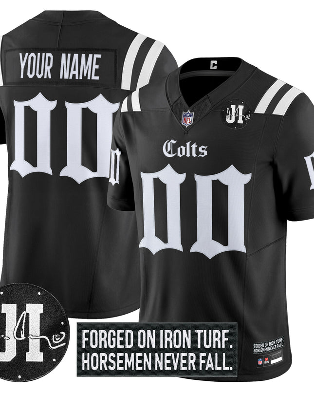 Indianapolis Colts 2025 'Gothic Iron Hoof Edition' Vapor Limited Custom Jersey - Jim Irsay Patch - All Stitched