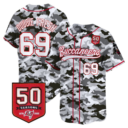 White Camo Tampa Bay Buccaneers 50th Seasons Patch Vapor Baseball Jersey - All Stitched