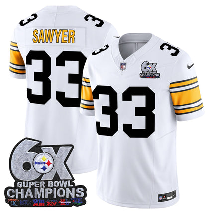 Men's Pittsburgh Steelers 6-Time Champions Patch Vapor Limited Jersey - All Stitched