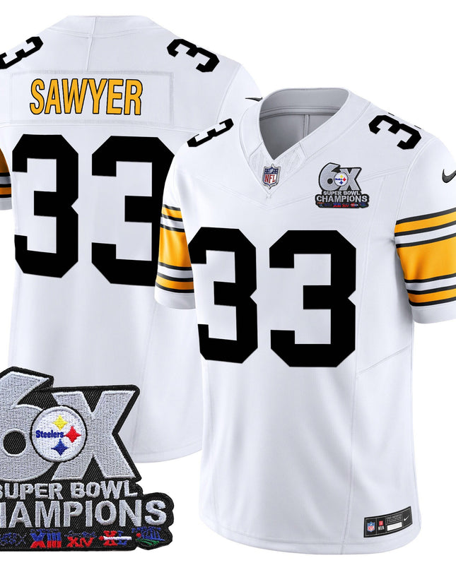 Men's Pittsburgh Steelers 6-Time Champions Patch Vapor Limited Jersey - All Stitched