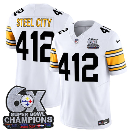 Men's Pittsburgh Steelers 6-Time Champions Patch Vapor Limited Jersey - All Stitched