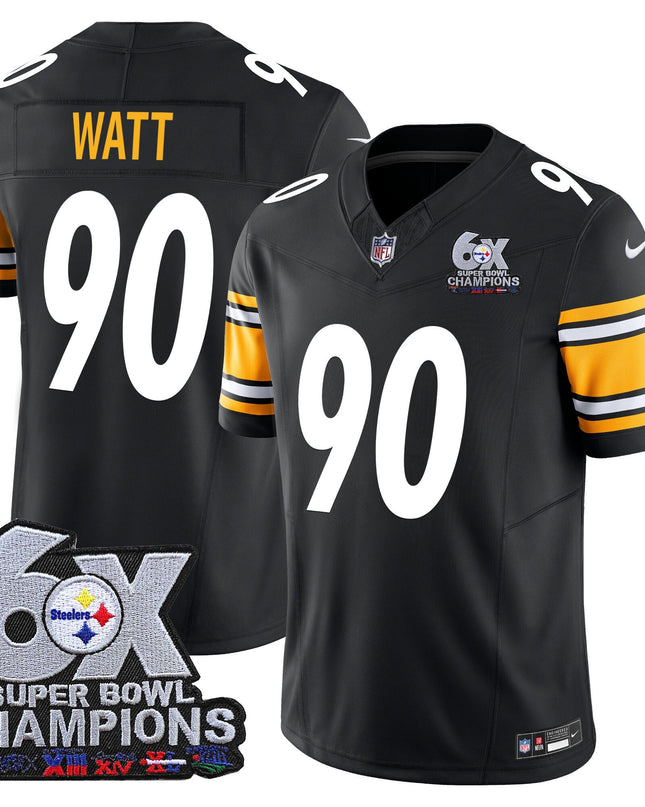 Men's Pittsburgh Steelers 6-Time Champions Patch Vapor Limited Jersey - All Stitched