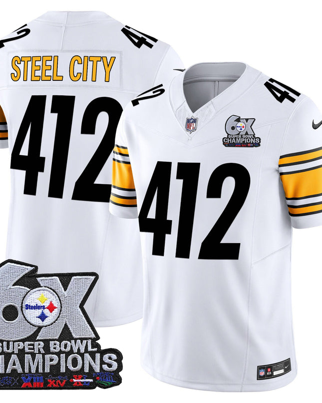 Men's Pittsburgh Steelers 6-Time Champions Patch Vapor Limited Jersey - All Stitched