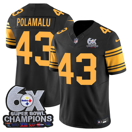 Men's Pittsburgh Steelers 6-Time Champions Patch Vapor Limited Jersey - All Stitched