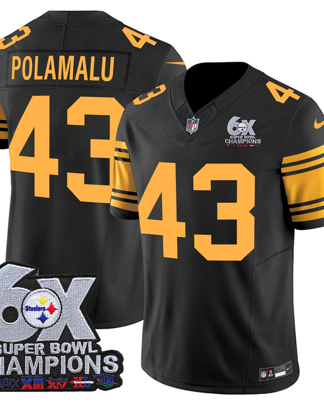 Men's Pittsburgh Steelers 6-Time Champions Patch Vapor Limited Jersey - All Stitched