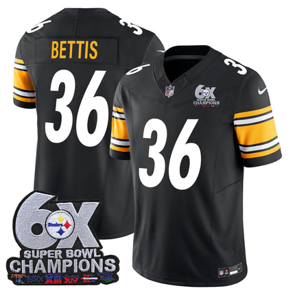 Men's Pittsburgh Steelers 6-Time Champions Patch Vapor Limited Jersey - All Stitched