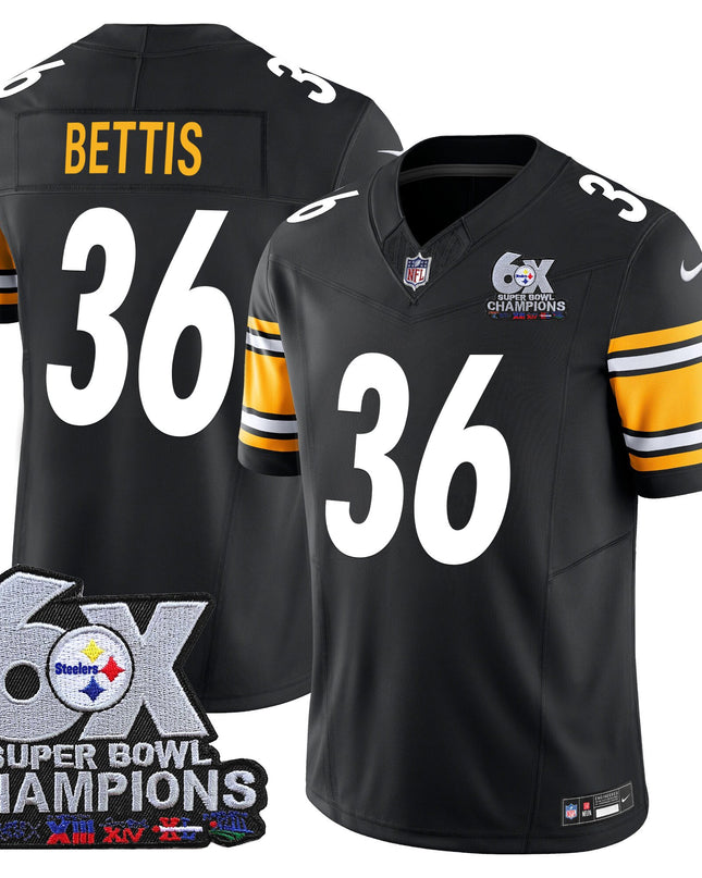 Men's Pittsburgh Steelers 6-Time Champions Patch Vapor Limited Jersey - All Stitched