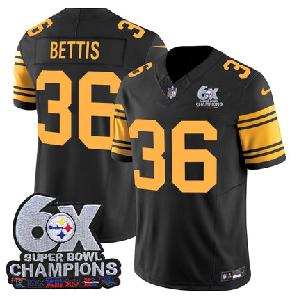 Men's Pittsburgh Steelers 6-Time Champions Patch Vapor Limited Jersey - All Stitched