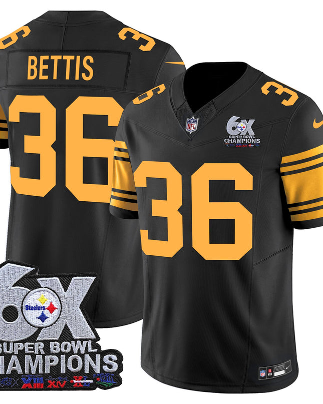 Men's Pittsburgh Steelers 6-Time Champions Patch Vapor Limited Jersey - All Stitched