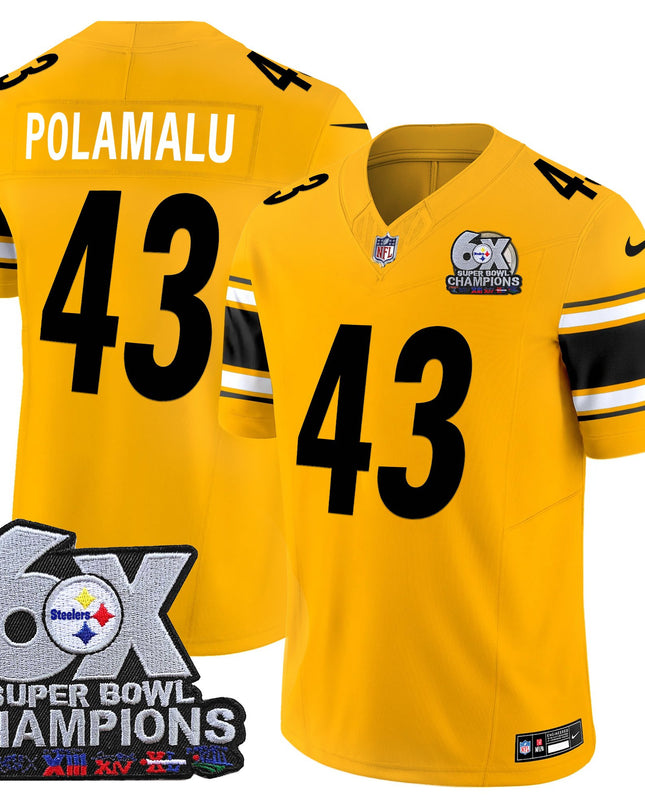 Men's Pittsburgh Steelers 6-Time Champions Patch Vapor Limited Jersey - All Stitched