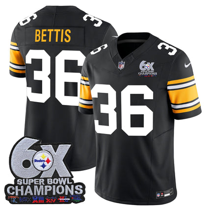 Men's Pittsburgh Steelers 6-Time Champions Patch Vapor Limited Jersey - All Stitched