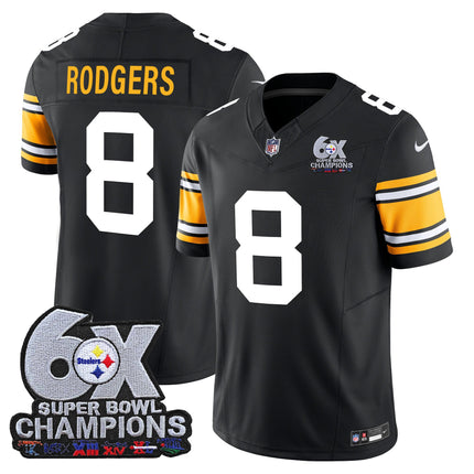 Men's Pittsburgh Steelers 6-Time Champions Patch Vapor Limited Jersey - All Stitched