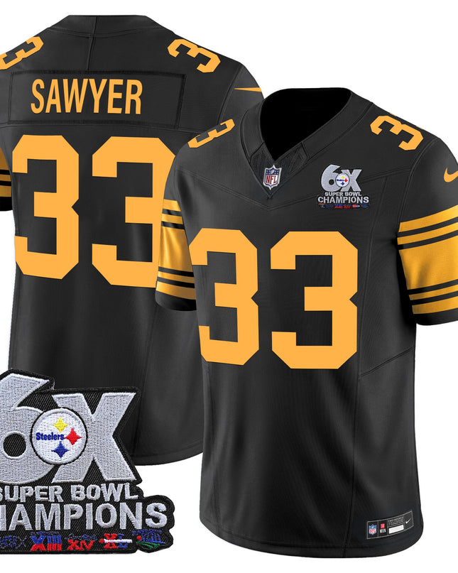 Men's Pittsburgh Steelers 6-Time Champions Patch Vapor Limited Jersey - All Stitched