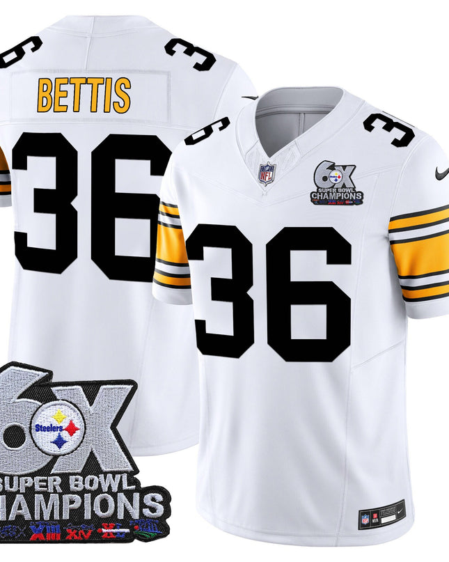 Men's Pittsburgh Steelers 6-Time Champions Patch Vapor Limited Jersey - All Stitched