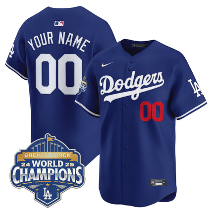 Dodgers 2025 Back-To-Back Champions Vapor Premier Limited Custom Jersey - All Stitched