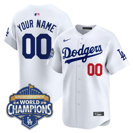 Dodgers 2025 Back-To-Back Champions Vapor Premier Limited Custom Jersey - All Stitched
