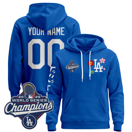 Los Angeles Dodgers x Takashi Murakami Custom Pullover Hoodie - 2025 World Series Champions Patch - Stitched