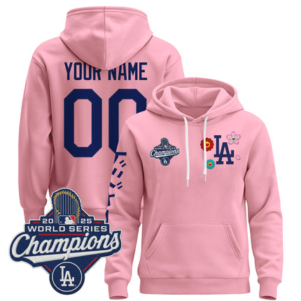 Los Angeles Dodgers x Takashi Murakami Custom Pullover Hoodie - 2025 World Series Champions Patch - Stitched