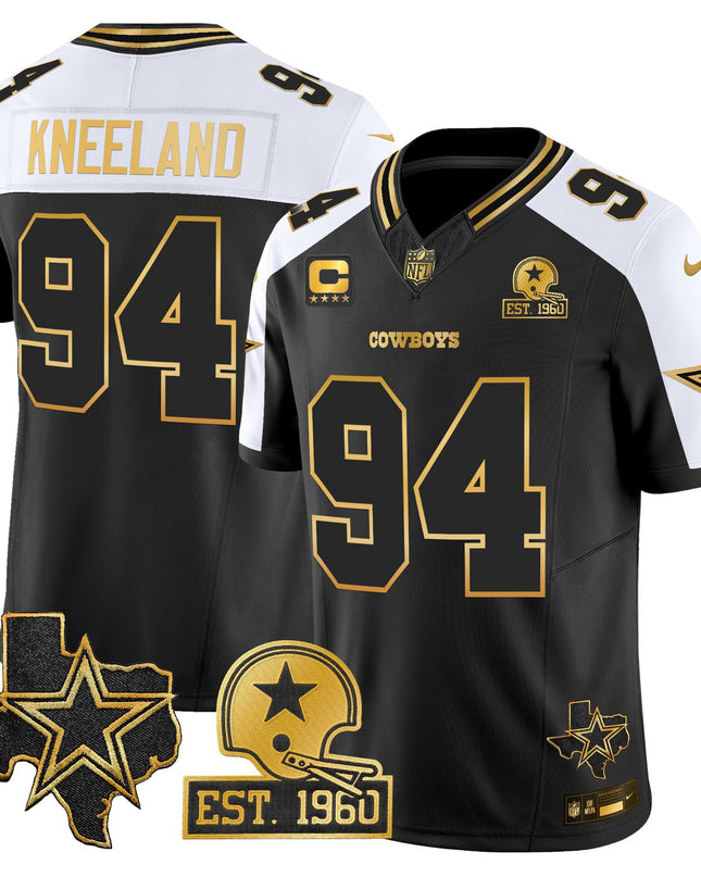 Men's Dallas Cowboys Est. 1960 & Texas Patch Gold Vapor Limited Jersey - All Stitched