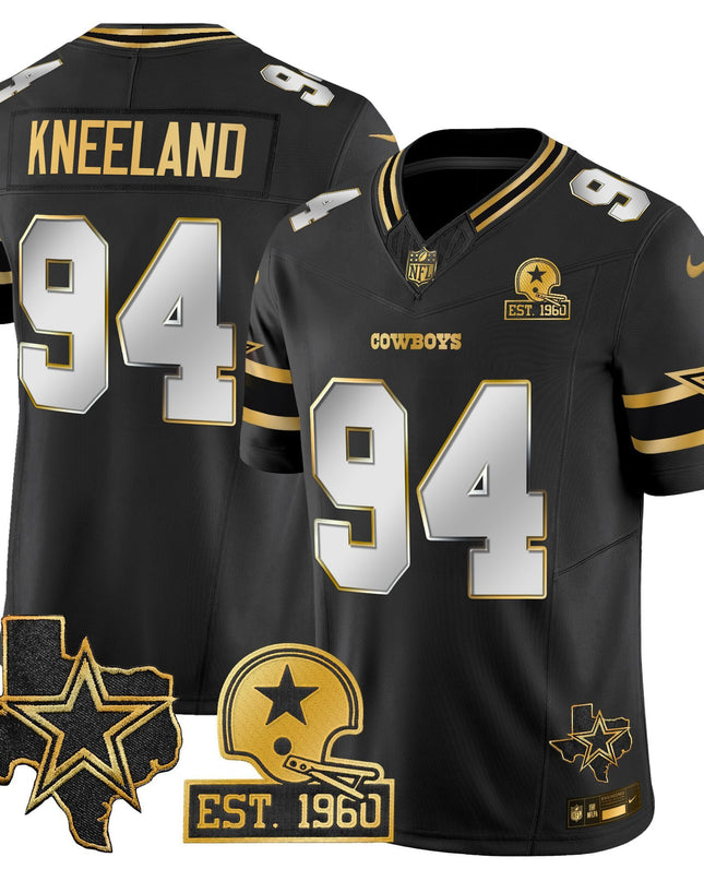 Men's Dallas Cowboys Est. 1960 & Texas Patch Gold Vapor Limited Jersey - All Stitched