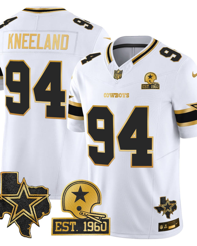 Men's Dallas Cowboys Est. 1960 & Texas Patch Gold Vapor Limited Jersey - All Stitched