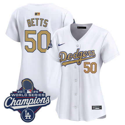 Dodgers 2025 World Series Champions Gold Vapor Premier Limited Jersey - All Stitched