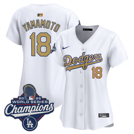 Dodgers 2025 World Series Champions Gold Vapor Premier Limited Jersey - All Stitched
