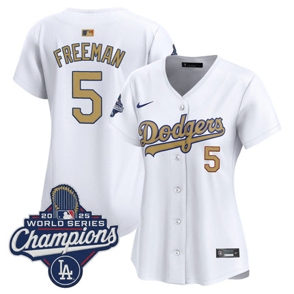 Dodgers 2025 World Series Champions Gold Vapor Premier Limited Jersey - All Stitched