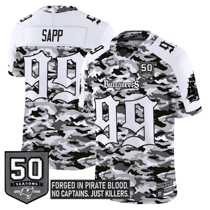 White Camo Tampa Bay Buccaneers 50th Seasons Patch Jersey - All Stitched