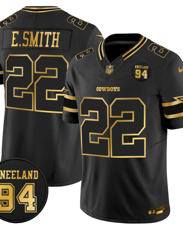 Men's Dallas Cowboys #94 Marshawn Kneeland Memorial Patch Gold Vapor Limited Jersey - All Stitched