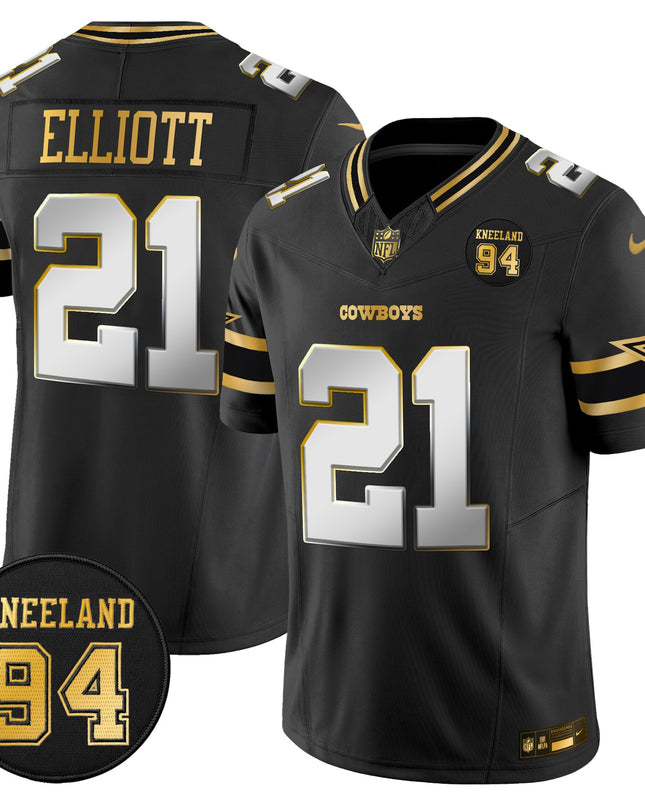 Men's Dallas Cowboys #94 Marshawn Kneeland Memorial Patch Gold Vapor Limited Jersey - All Stitched