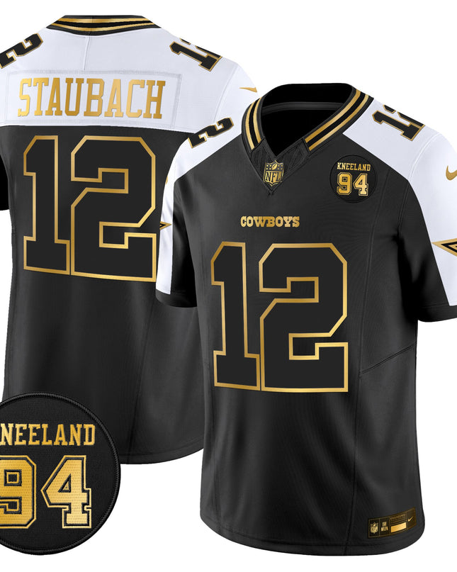 Men's Dallas Cowboys #94 Marshawn Kneeland Memorial Patch Gold Vapor Limited Jersey - All Stitched