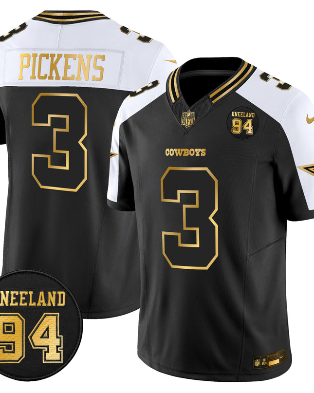 Men's Dallas Cowboys #94 Marshawn Kneeland Memorial Patch Gold Vapor Limited Jersey - All Stitched