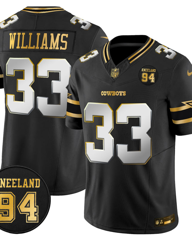Men's Dallas Cowboys #94 Marshawn Kneeland Memorial Patch Gold Vapor Limited Jersey - All Stitched