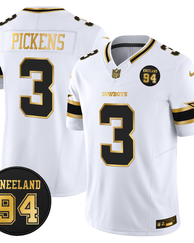 Men's Dallas Cowboys #94 Marshawn Kneeland Memorial Patch Gold Vapor Limited Jersey - All Stitched