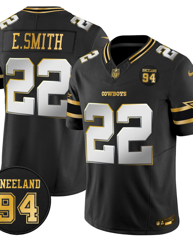 Men's Dallas Cowboys #94 Marshawn Kneeland Memorial Patch Gold Vapor Limited Jersey - All Stitched