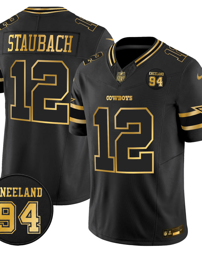 Men's Dallas Cowboys #94 Marshawn Kneeland Memorial Patch Gold Vapor Limited Jersey - All Stitched
