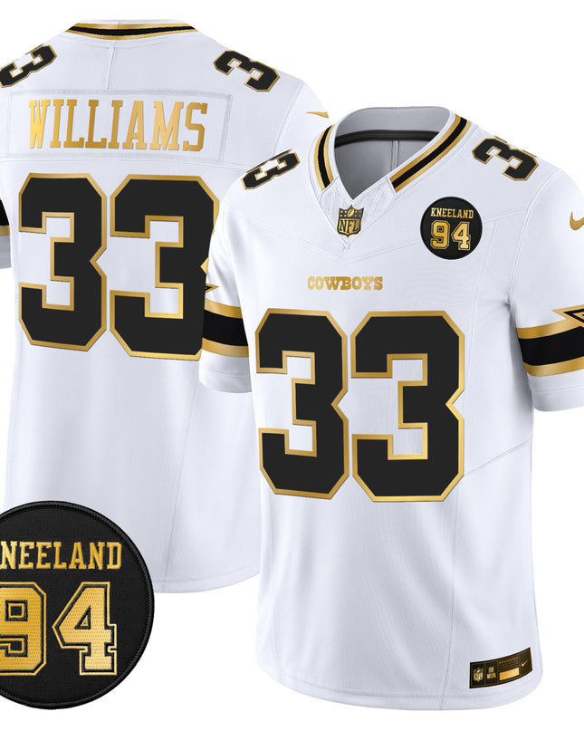 Men's Dallas Cowboys #94 Marshawn Kneeland Memorial Patch Gold Vapor Limited Jersey - All Stitched