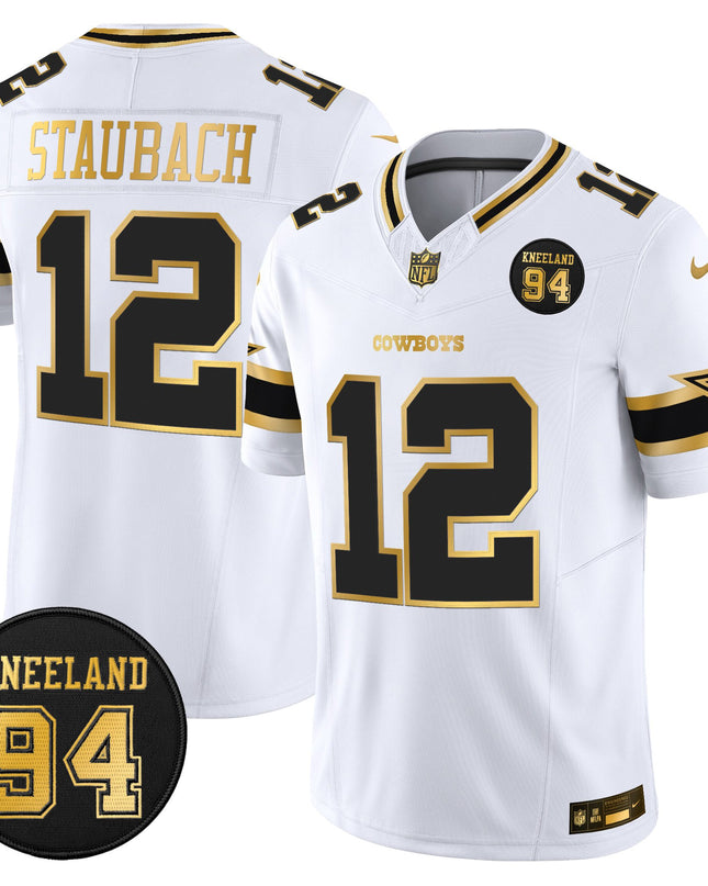 Men's Dallas Cowboys #94 Marshawn Kneeland Memorial Patch Gold Vapor Limited Jersey - All Stitched
