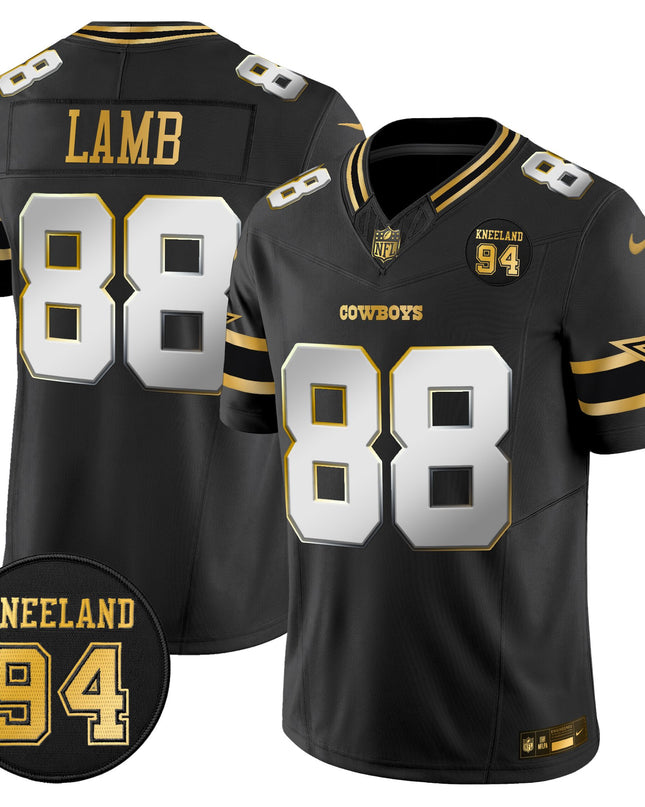 Men's Dallas Cowboys #94 Marshawn Kneeland Memorial Patch Gold Vapor Limited Jersey - All Stitched