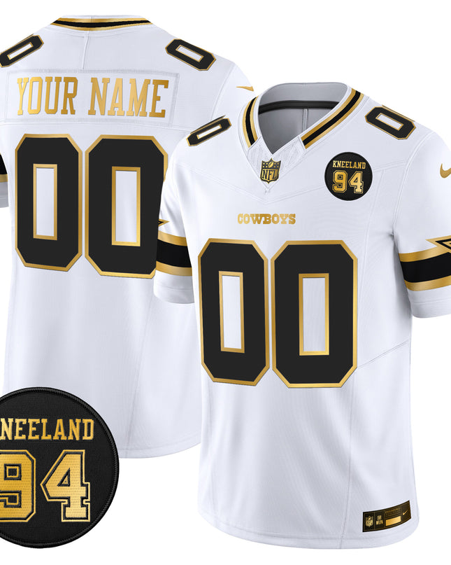 Dallas Cowboys #94 Marshawn Kneeland Memorial Patch Gold Vapor Limited Custom Jersey - All Stitched