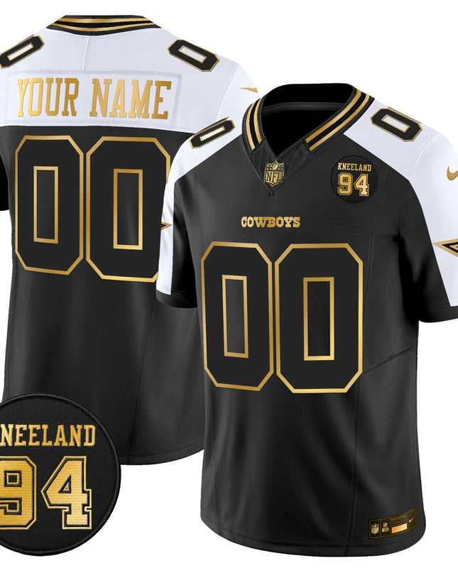 Dallas Cowboys #94 Marshawn Kneeland Memorial Patch Gold Vapor Limited Custom Jersey - All Stitched