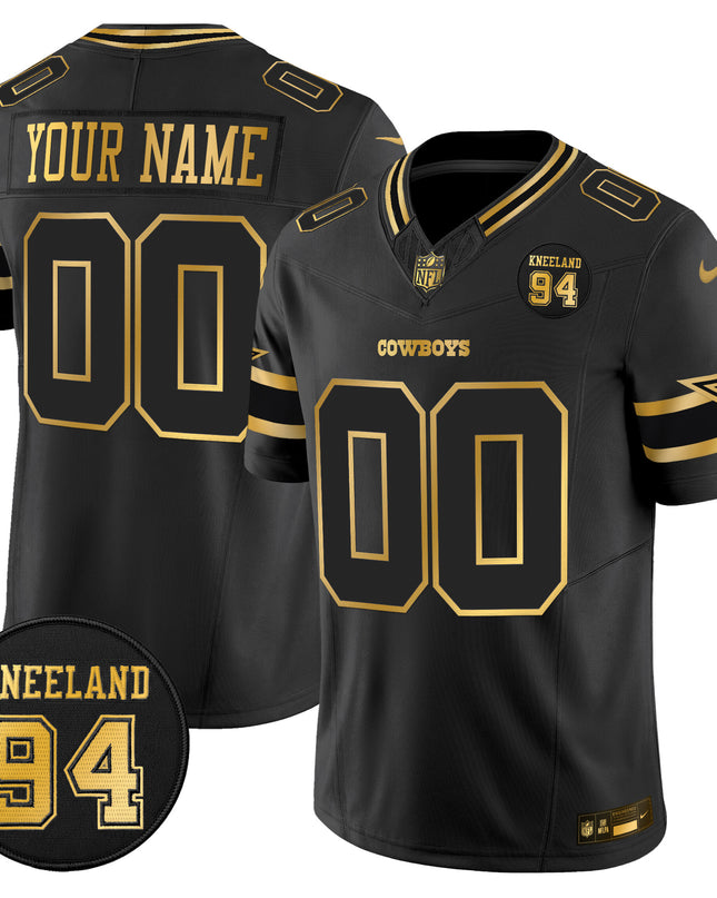 Dallas Cowboys #94 Marshawn Kneeland Memorial Patch Gold Vapor Limited Custom Jersey - All Stitched